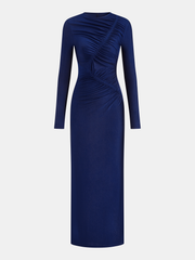 Ruched Long-Sleeve Maxi Dress
