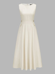 Buckle Waist Sleeveless Maxi Dress