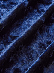 Metal Button Ruched Velvet Maxi Dress